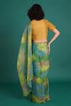 Shop_Priti Prashant_Green Silk Organza Himawari Printed Saree With Unstitched Blouse Piece _at_Aza_Fashions