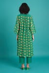 Shop_Priti Prashant_Green Cotton, Silk Embroidery Round Neck Bela Floral Vine Print Kurta And Pant _at_Aza_Fashions