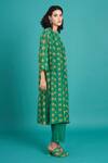 Priti Prashant_Green Cotton, Silk Embroidery Round Neck Bela Floral Vine Print Kurta And Pant _Online_at_Aza_Fashions