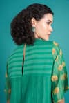 Priti Prashant_Green Cotton, Silk Round Neck Abeer Striped Print Kurta And Pant Set _at_Aza_Fashions