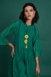 Buy_Priti Prashant_Emerald Green Mul Cotton Silk Printed Orina Smocked Kurta Set With Dupatta _Online_at_Aza_Fashions