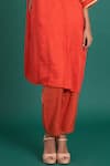 Priti Prashant_Orange Silk Embroidered Zardozi V Neck Hana Kaftan Kurta And Pant Set _Online_at_Aza_Fashions