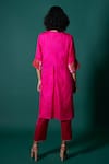 Shop_Priti Prashant_Pink Silk Embroidered Zardozi V Neck Jess Yoke Kurta And Pant Set  _at_Aza_Fashions