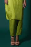 Buy_Priti Prashant_Green Silk Embroidered Zardozi V Neck Riaa Kaftan Kurta And Pant Set  _Online_at_Aza_Fashions