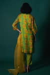 Shop_Priti Prashant_Green Silk Organza Embellished Floral Notched Tarina Poppy Print Kurta Set _at_Aza_Fashions