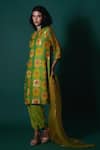 Buy_Priti Prashant_Green Silk Organza Embellished Floral Notched Tarina Poppy Print Kurta Set _Online_at_Aza_Fashions