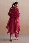 Shop_Weaver Story_Pink Organza Sequins, Gota Patti, Embroidery Meheroo Nalki Kurta Pant Set _at_Aza_Fashions