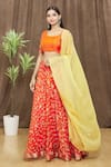 Buy_Samyukta Singhania_Orange Lehenga And Blouse Silk Self-design Floral U Neck Set _Online_at_Aza_Fashions