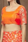 Shop_Samyukta Singhania_Orange Lehenga And Blouse Silk Self-design Floral U Neck Set _Online_at_Aza_Fashions