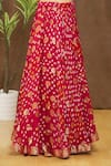 Buy_Samyukta Singhania_Red Lehenga And Blouse Silk Self-design Floral U Neck Zari Butti Set _Online_at_Aza_Fashions