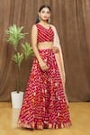 Shop_Samyukta Singhania_Red Lehenga And Blouse Silk Self-design Floral U Neck Zari Butti Set _Online_at_Aza_Fashions