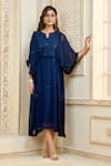 Buy_Aariyana Couture_Blue Kaftan Viscose Georgette Embroidered Sequins Notched  _at_Aza_Fashions