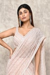 Ritika Mirchandani_Pink Crepe Embroidery Thread Leaf Scallop Lehenga Saree With Blouse  _at_Aza_Fashions