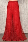 Ritika Mirchandani_Red Net, Crepe, Georgette Beads, Cut Work, Geometric Jacket Sharara Set _Online_at_Aza_Fashions