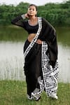 Buy_Amrood_Black Taffeta Print Prism Scoop Saree With Blouse _at_Aza_Fashions