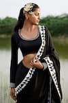 Buy_Amrood_Black Taffeta Print Prism Scoop Saree With Blouse _Online_at_Aza_Fashions