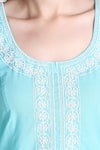 Tashee_Sky Blue Kurta And Pant Cotton Embroidered Thread Round Floral Bodice Set _at_Aza_Fashions