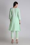Shop_Tashee_Green Cotton Embroidery Round Neck Placed Floral Kurta With Pant _at_Aza_Fashions