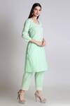 Shop_Tashee_Green Cotton Embroidery Round Neck Placed Floral Kurta With Pant _Online_at_Aza_Fashions