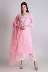 Buy_Tashee_Pink Cotton, Organza Sequins, Cut Work, Blossom Placement Kurta Pant Set _at_Aza_Fashions