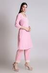 Shop_Tashee_Pink Cotton Pearls, Lace Scoop Neck Bloom Embroidered Kurta With Pant _Online_at_Aza_Fashions
