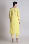Shop_Tashee_Yellow Cotton Pearls, Lace Scoop Neck Flora Embroidered Kurta With Pant _at_Aza_Fashions