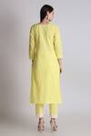 Shop_Tashee_Yellow Cotton, Organza Pearls, Embroidery Scoop Neck Flora Kurta Pant Set _at_Aza_Fashions