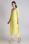 Shop_Tashee_Yellow Cotton, Organza Pearls, Embroidery Scoop Neck Flora Kurta Pant Set _Online_at_Aza_Fashions