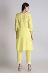 Shop_Tashee_Yellow Cotton Pearls, Lace Scoop Neck Garden Embroidered Kurta With Pant _at_Aza_Fashions