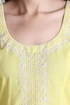 Tashee_Yellow Cotton Pearls, Lace Scoop Neck Garden Embroidered Kurta With Pant _at_Aza_Fashions