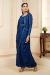 Shop_Aariyana Couture_Blue Viscose Georgette Embroidered Draped Saree Gown With Jacket _Online_at_Aza_Fashions