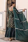 Shop_Geroo Jaipur_Green Kurta And Sharara Silk Woven Floral Round Banarasi Set _at_Aza_Fashions