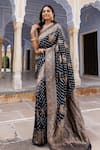 Buy_Geroo Jaipur_Black Dola Silk Woven Floral Banarasi Saree With Unstitched Blouse Piece _at_Aza_Fashions