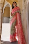 Buy_Geroo Jaipur_Pink Dola Silk Woven Geometric Bandhani Saree With Unstitched Blouse Piece _at_Aza_Fashions