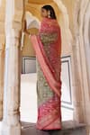 Shop_Geroo Jaipur_Pink Dola Silk Woven Geometric Bandhani Saree With Unstitched Blouse Piece _at_Aza_Fashions