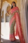 Geroo Jaipur_Pink Dola Silk Woven Geometric Bandhani Saree With Unstitched Blouse Piece _Online_at_Aza_Fashions