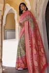 Geroo Jaipur_Pink Dola Silk Woven Geometric Bandhani Saree With Unstitched Blouse Piece _at_Aza_Fashions