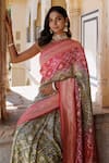 Buy_Geroo Jaipur_Pink Dola Silk Woven Geometric Bandhani Saree With Unstitched Blouse Piece 