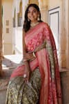 Shop_Geroo Jaipur_Pink Dola Silk Woven Geometric Bandhani Saree With Unstitched Blouse Piece 