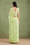 Shop_Geroo Jaipur_Green Saree Chiffon Hand Painted Floral With Unstitched Blouse Piece _at_Aza_Fashions