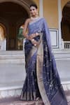 Buy_Geroo Jaipur_Grey Dola Silk Hand Embroidered And Ombre Saree With Unstitched Blouse Piece_at_Aza_Fashions