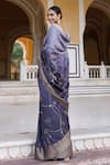 Shop_Geroo Jaipur_Grey Dola Silk Hand Embroidered And Ombre Saree With Unstitched Blouse Piece_at_Aza_Fashions