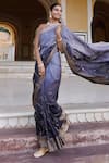 Shop_Geroo Jaipur_Grey Dola Silk Hand Embroidered And Ombre Saree With Unstitched Blouse Piece_Online_at_Aza_Fashions