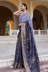 Buy_Geroo Jaipur_Grey Dola Silk Hand Embroidered And Ombre Saree With Unstitched Blouse Piece