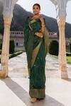 Buy_Geroo Jaipur_Green Dola Silk Hand Embroidered And Gota Saree With Unstitched Blouse Piece 