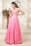 Buy_Aariyana Couture_Coral Organa Embroidered Sweetheart Ruffle Cape Lehenga Set _Online_at_Aza_Fashions