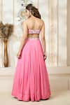 Shop_Aariyana Couture_Coral Organa Embroidered Sweetheart Ruffle Cape Lehenga Set 