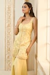 Aariyana Couture_Yellow Kurta Bamber Silk Embroidered Floral Vine Scoop Sharara Set  _at_Aza_Fashions