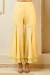 Buy_Aariyana Couture_Yellow Kurta Bamber Silk Embroidered Floral Vine Scoop Sharara Set  _Online