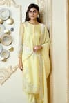 Buy_Aariyana Couture_Yellow Kurta And Dupatta Organza Embroidered Paisley Straight Set  